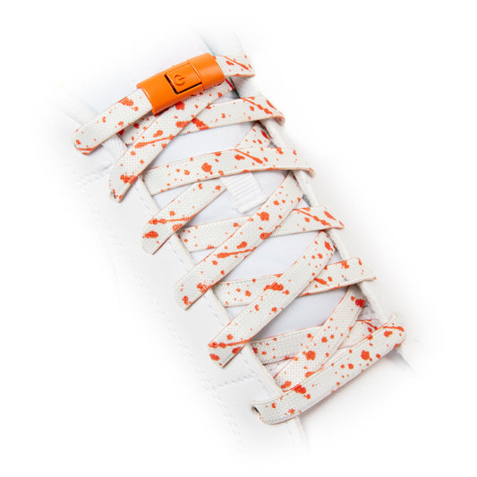 White x Orange Splash No-Tie Shoe Laces