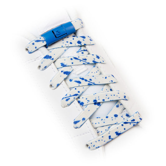 White x Blue Splash No-Tie Shoe Laces