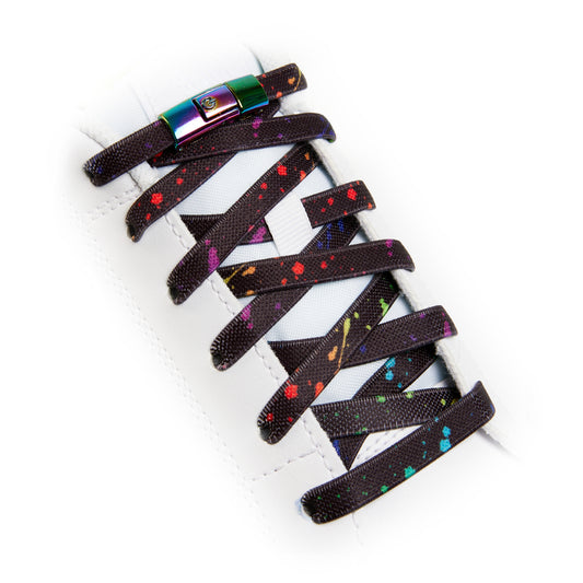 Black x Multicolour Splash No-Tie Shoe Laces