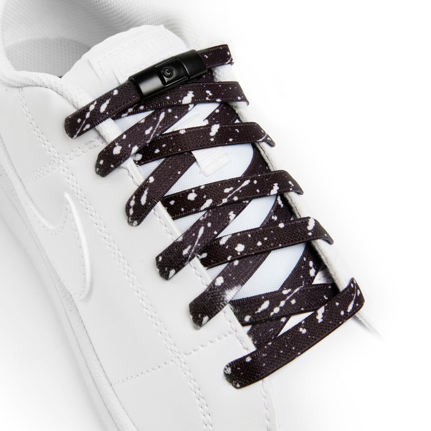 Black x White Splash No-Tie Shoe Laces